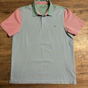 Vineyard Vines Men’s Performance Striped Polo Shirt with Multicolor Design